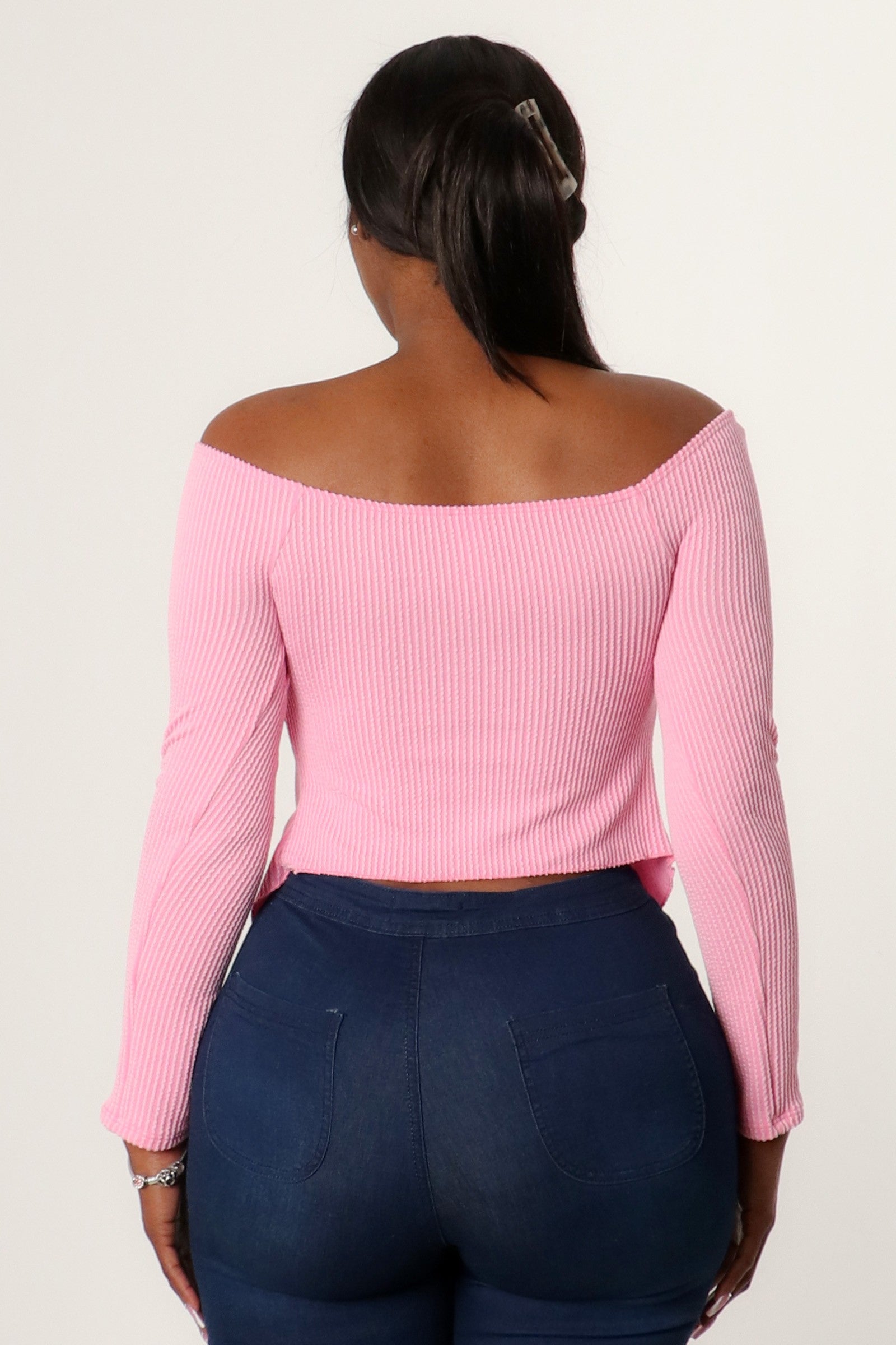 Amelia Off Shoulder Top-Pink