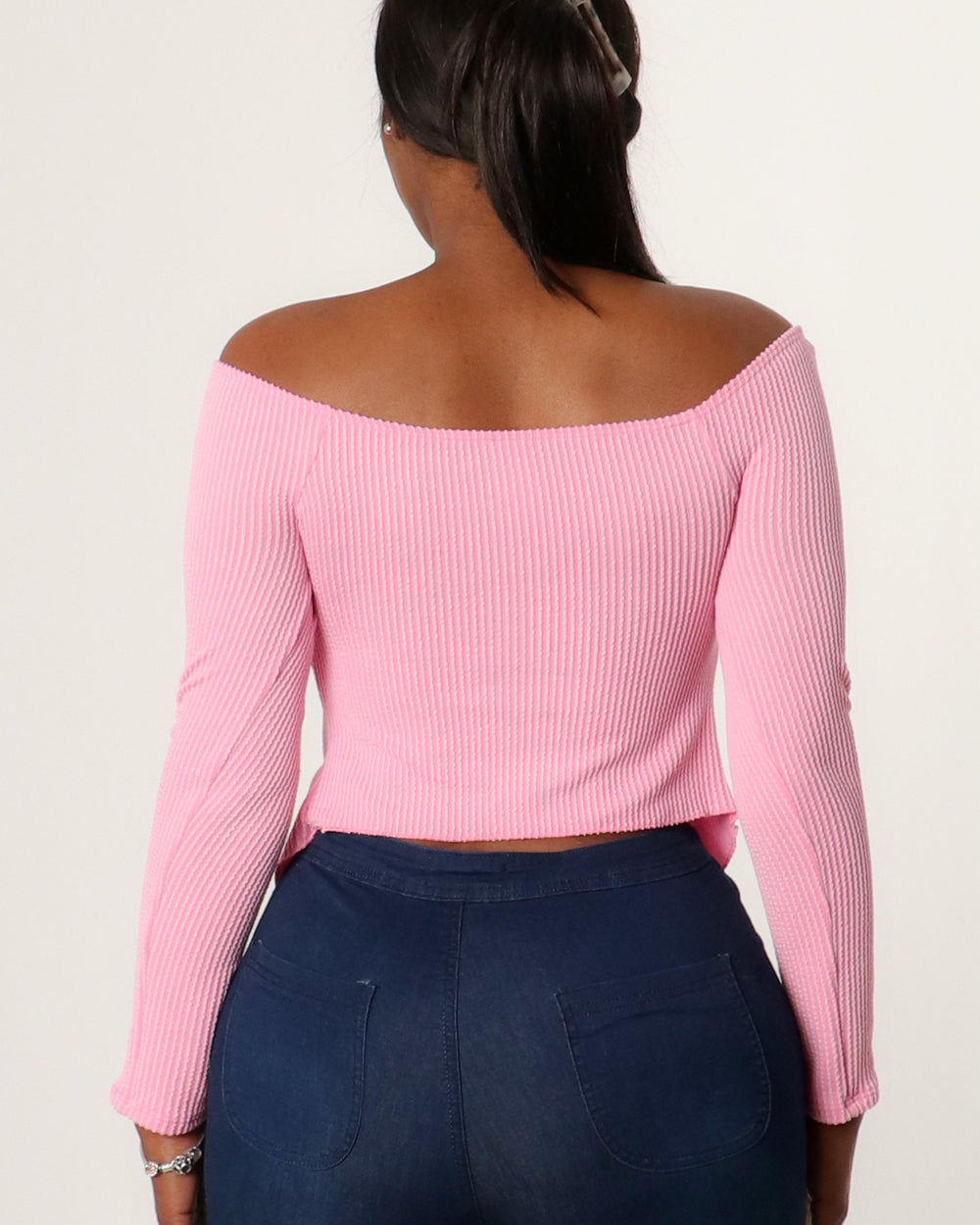 Amelia Off Shoulder Top-Pink