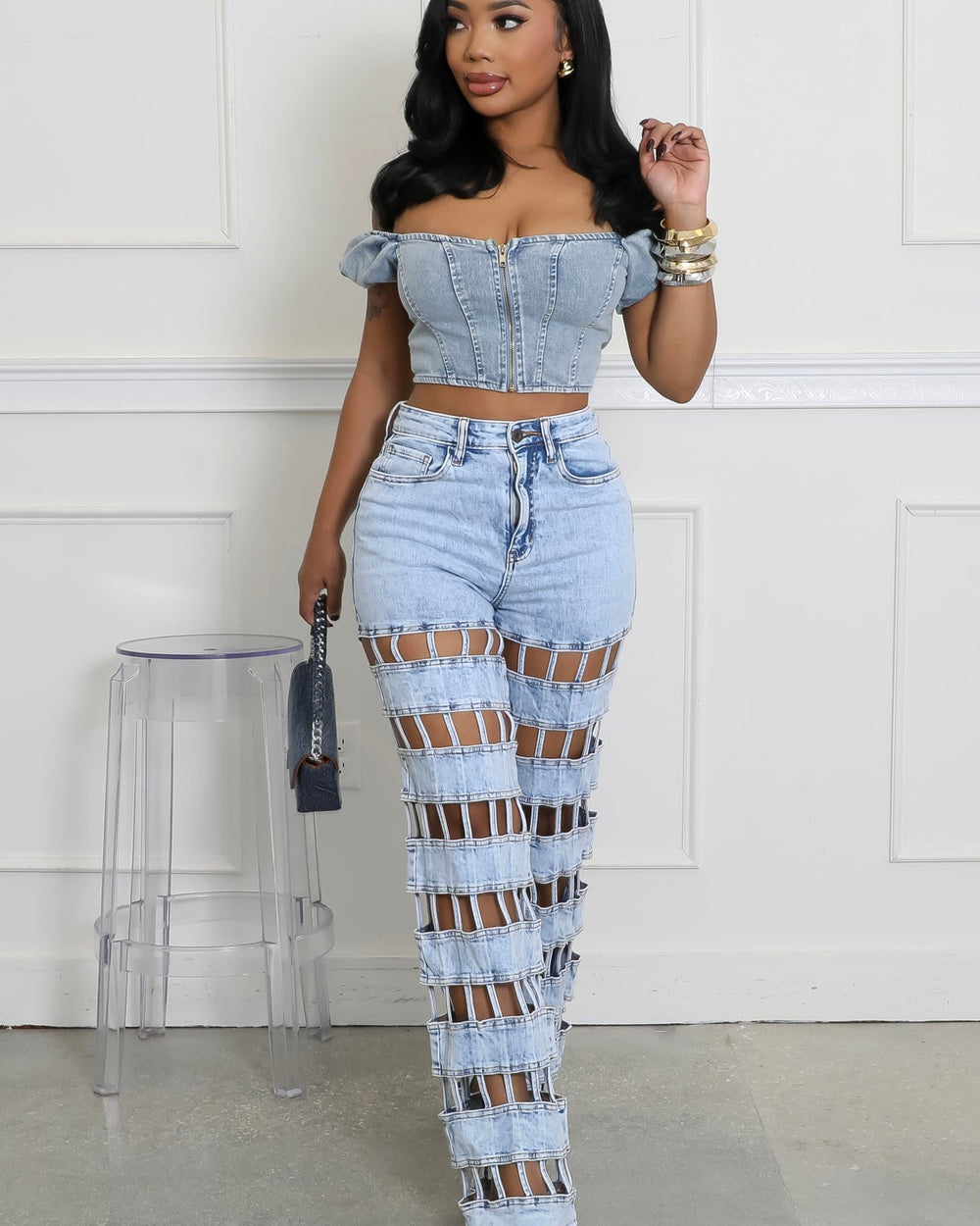 Fine Line Denim Jeans