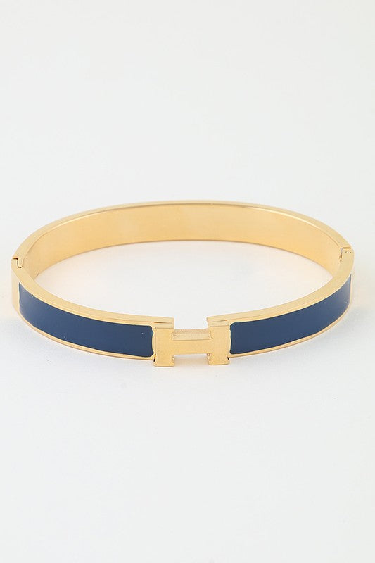 H Cuff Bracelet - Navy