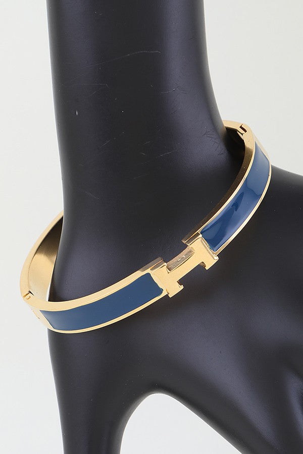 H Cuff Bracelet - Navy