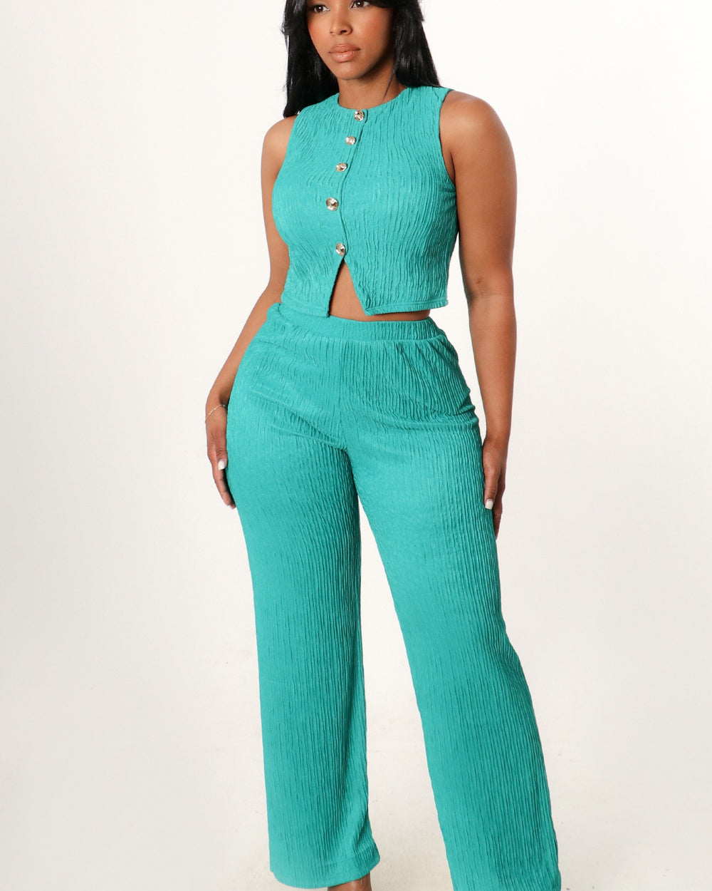 Resort View Pants Set-Teal