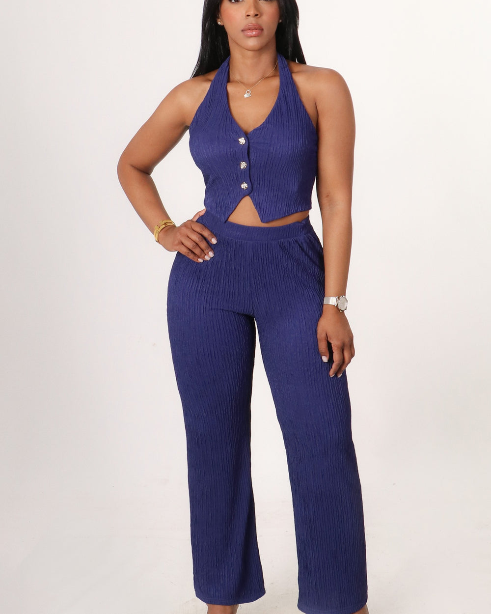 Paradise Pants Set-Navy