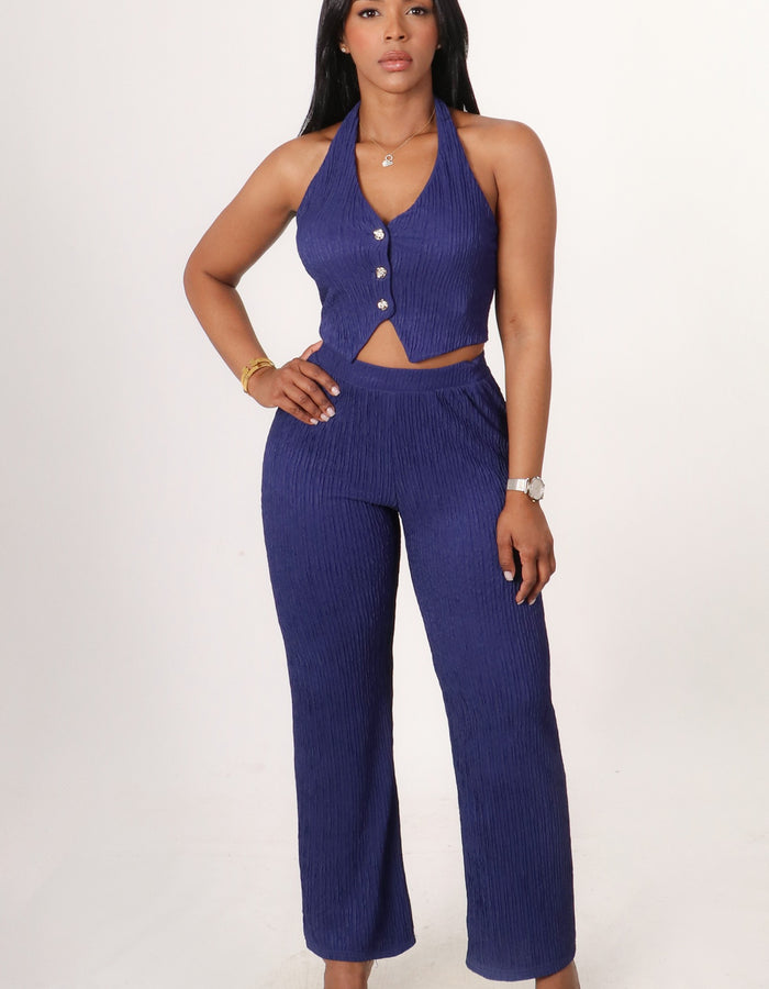 Paradise Pants Set-Navy