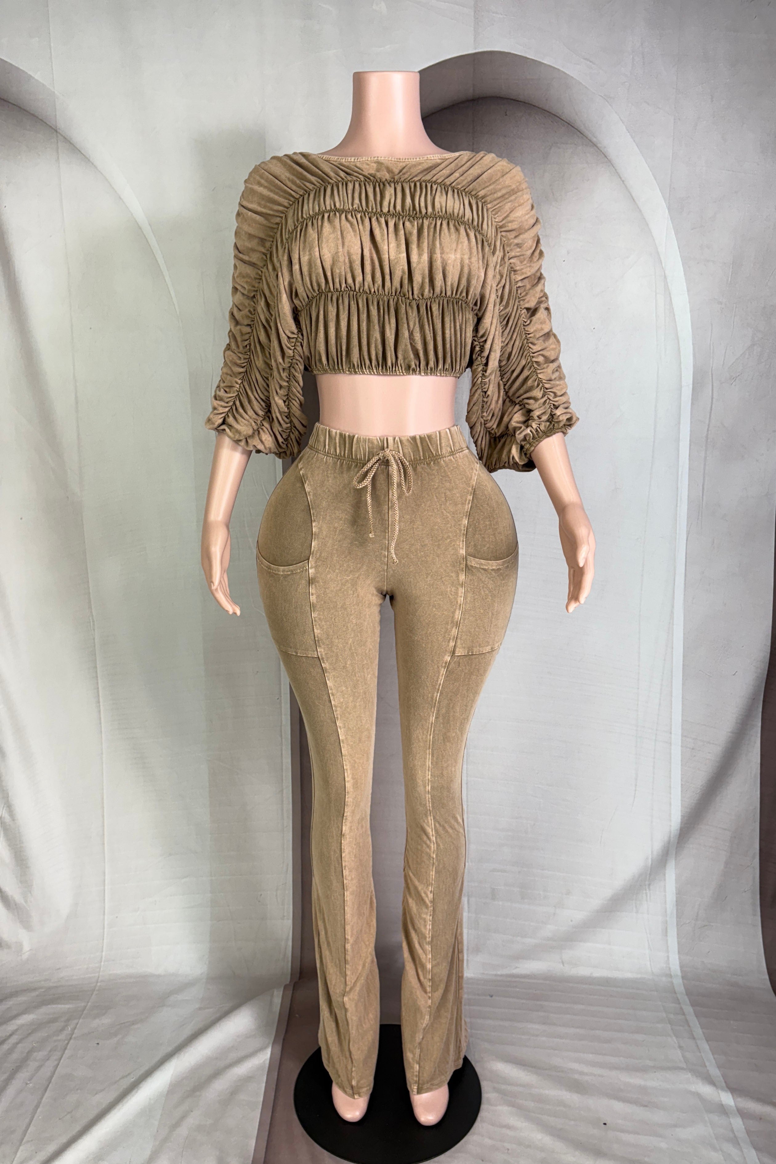 Crush Hour Pants Set-Tan