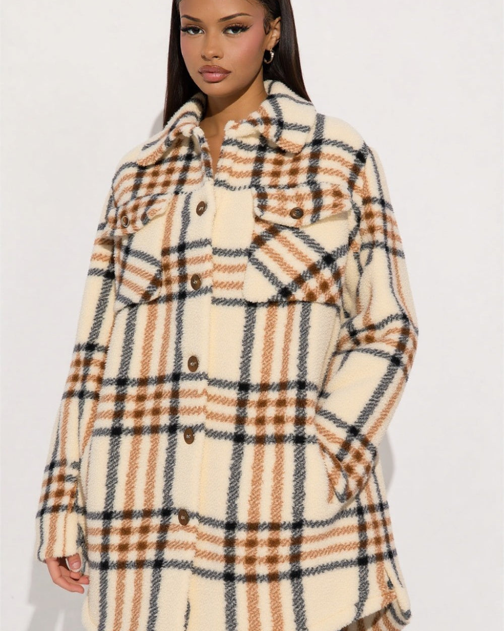 Plaid Babe Flannel-Caramel/Ivory