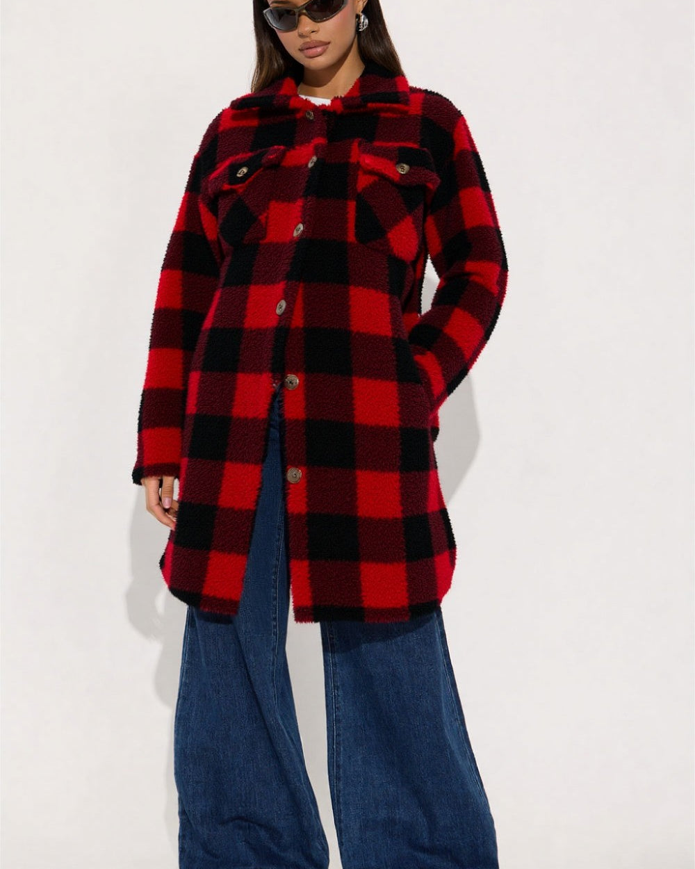 Plaid Babe Flannel-Red/Black
