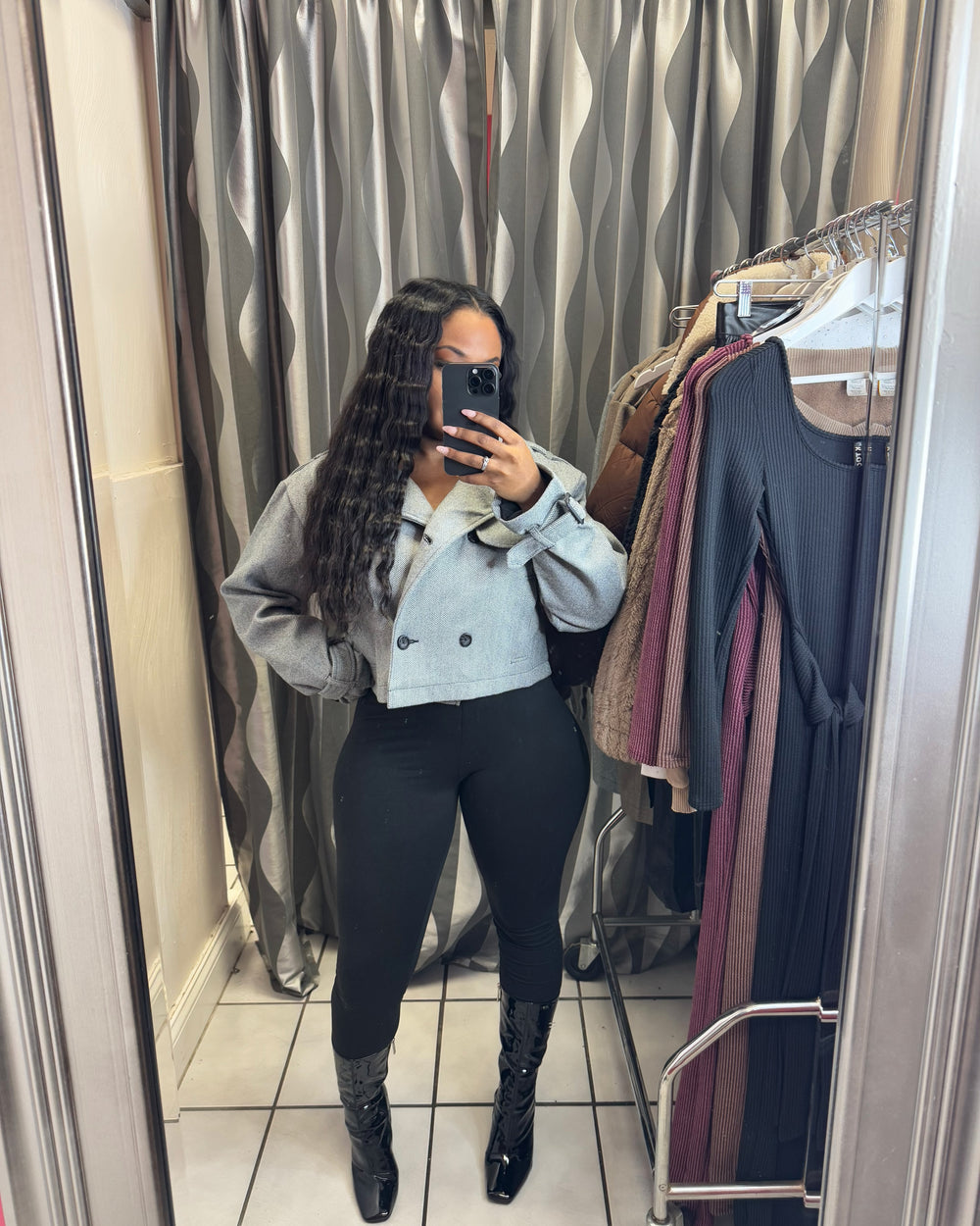 High Standards Crop Blazer Jacket-Grey