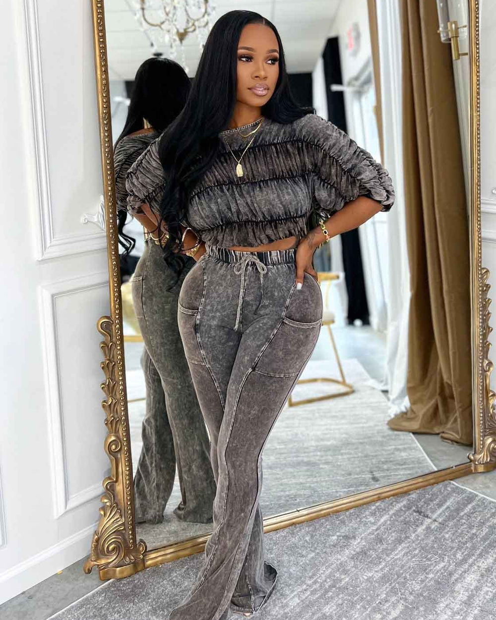 Crush Hour Pants Set-Black