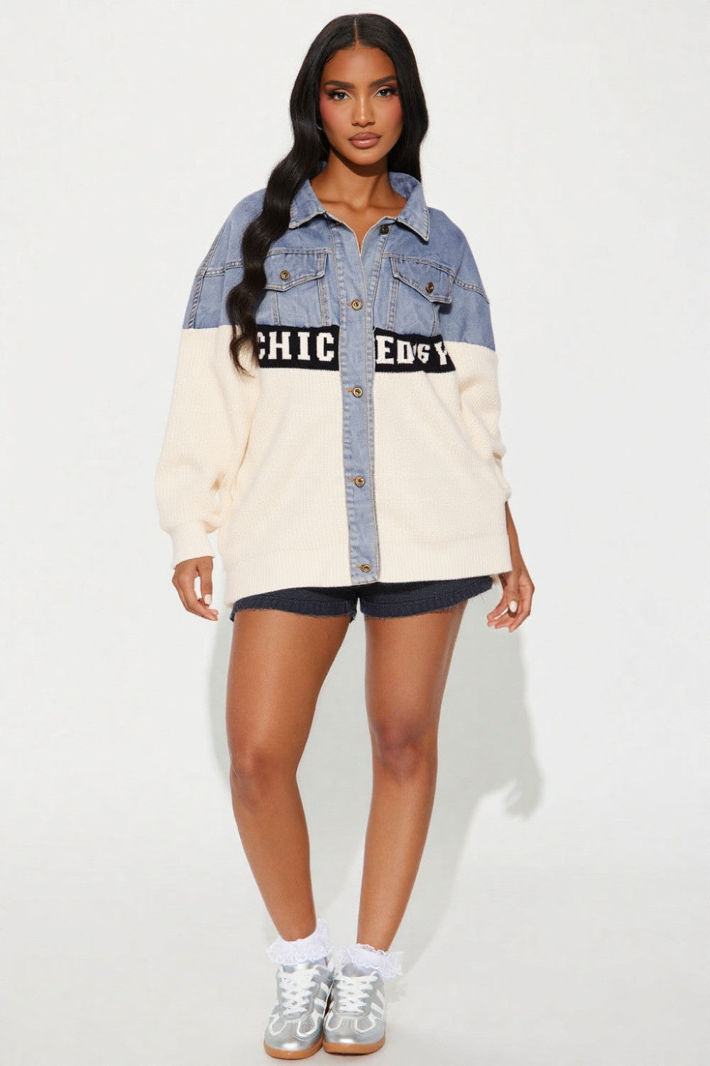 So Chic Denim Contrast Jacket