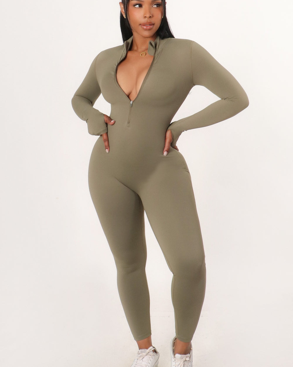 Sleek Essential Jumpsuit-Olive