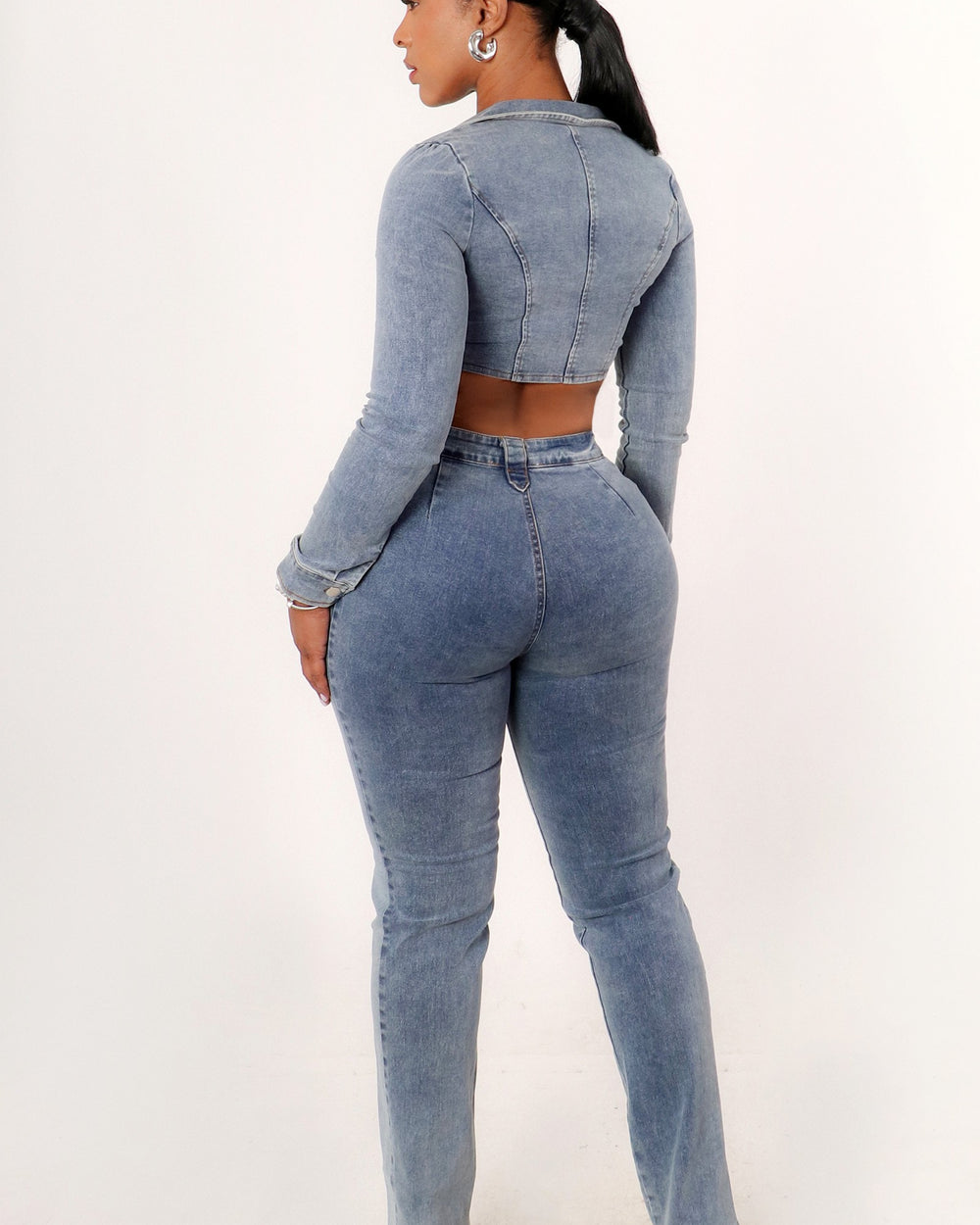 Own The Night Denim Pants Set