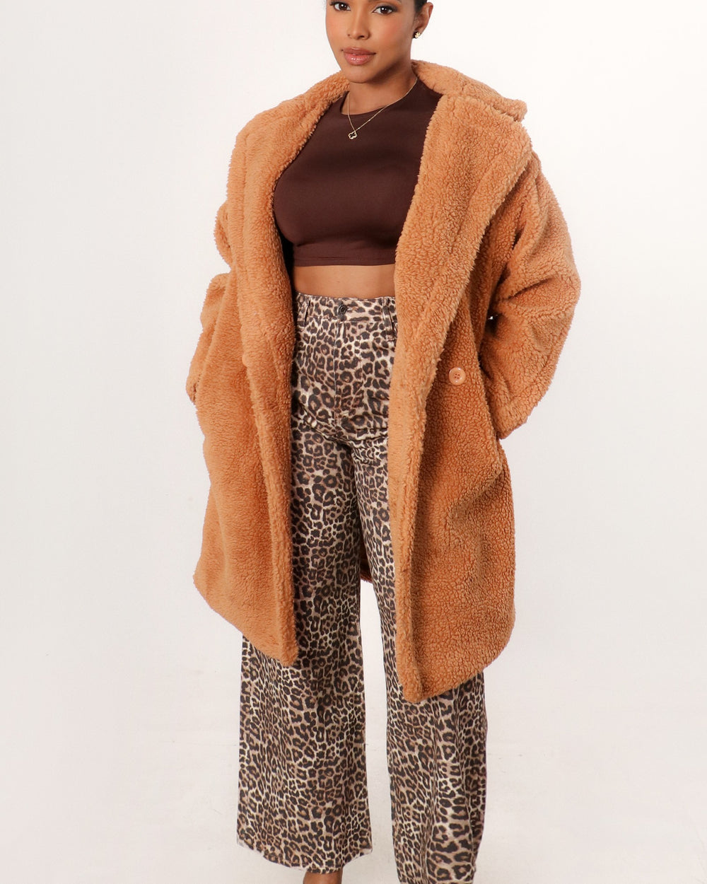 Breezy Nights Fur Jacket-Camel