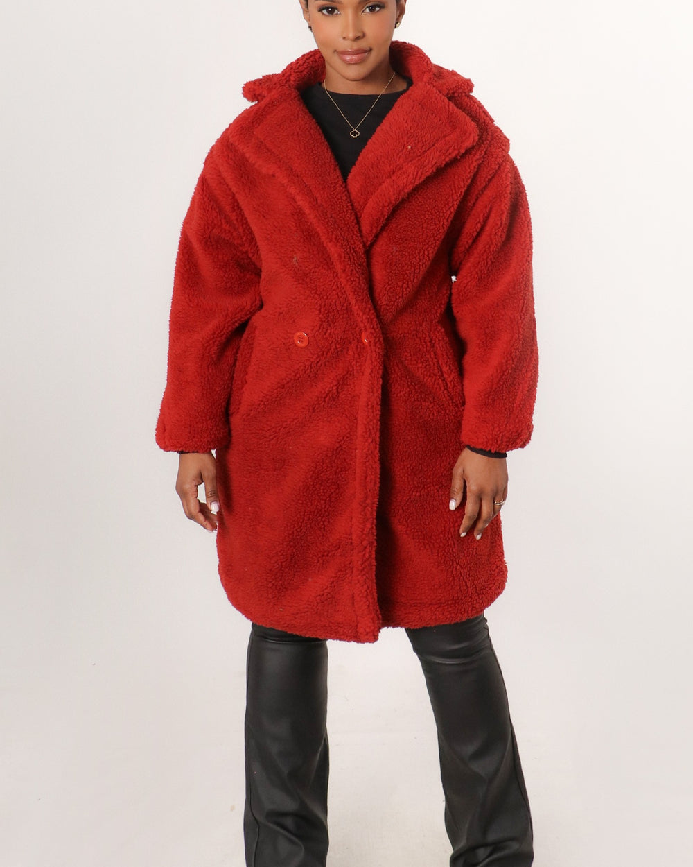 Breezy Nights Fur Jacket-Wine