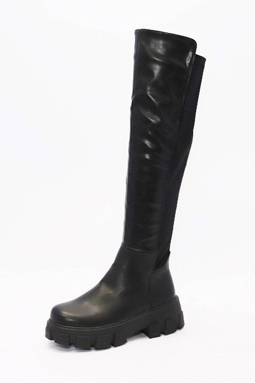 Alaina Over Knee Boots - Black