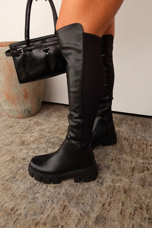Alaina Over Knee Boots - Black