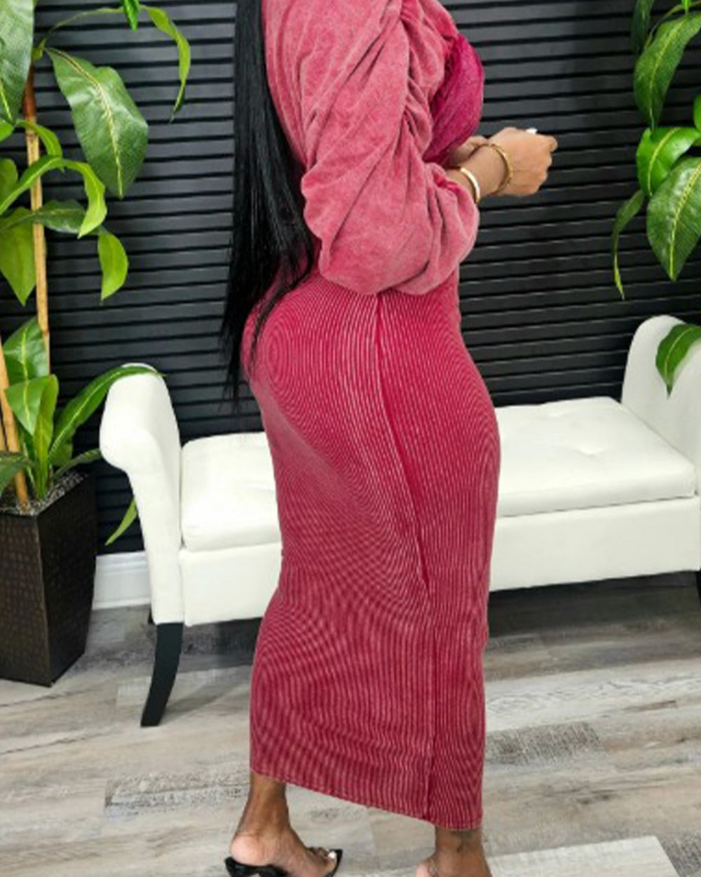 Making Me Blush Midi Dress-Wine