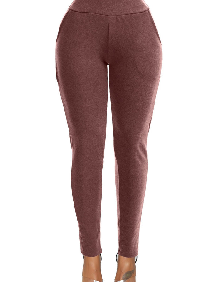 Basic Pocket Leggings-Burgundy