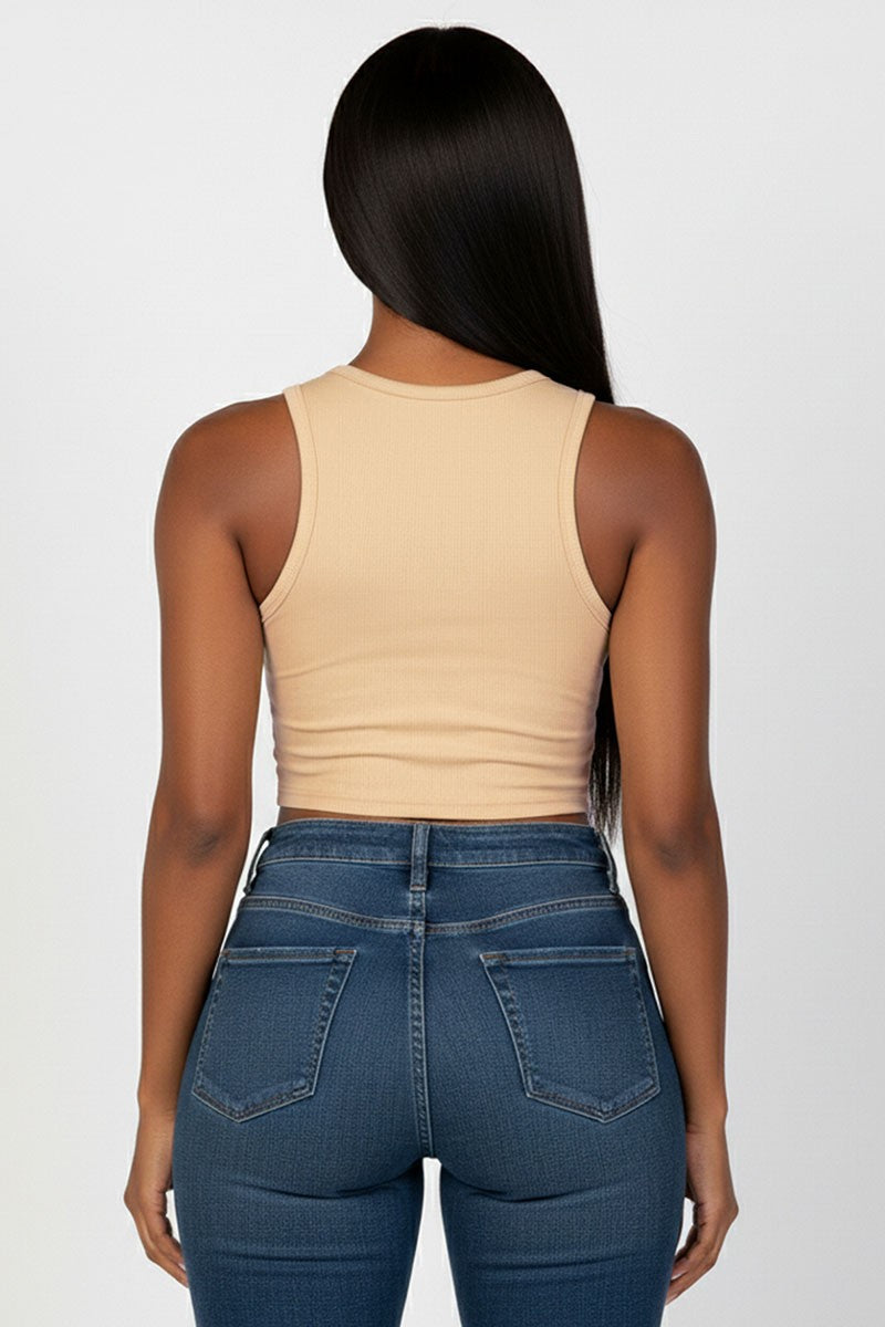 Everyday Ribbed Tank-Khaki