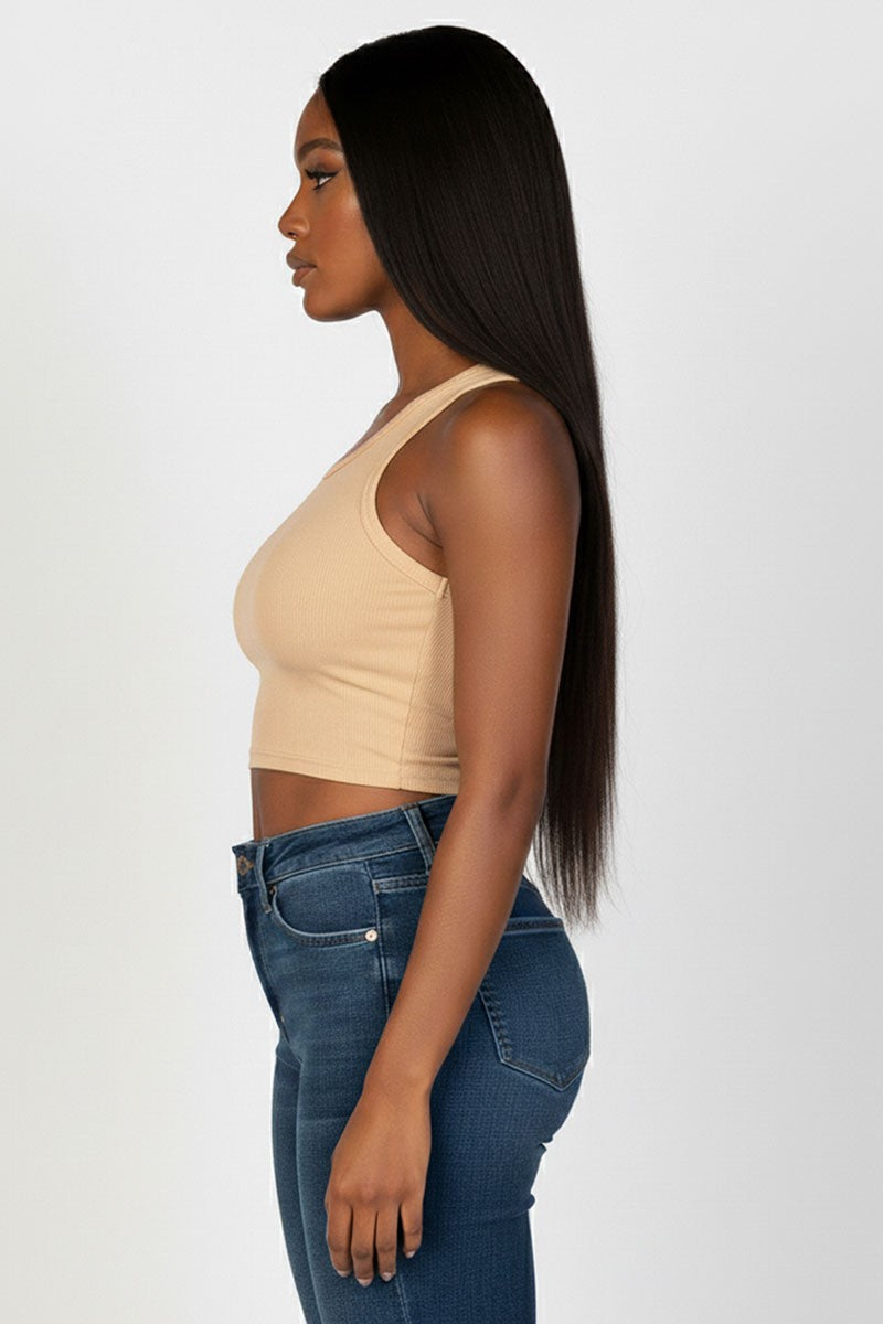 Everyday Ribbed Tank-Khaki