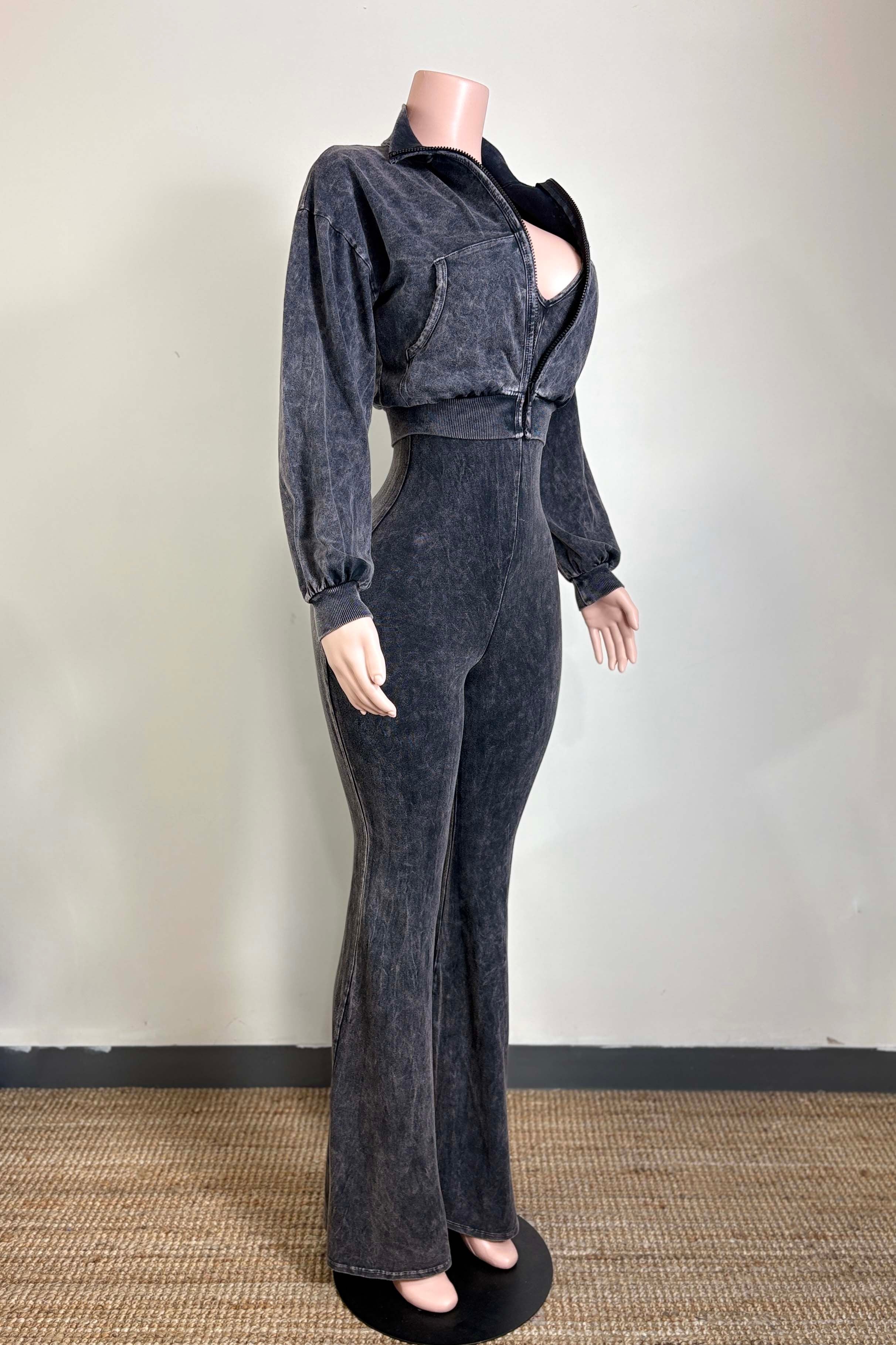 Pilates Trip Jumpsuit Set-Black