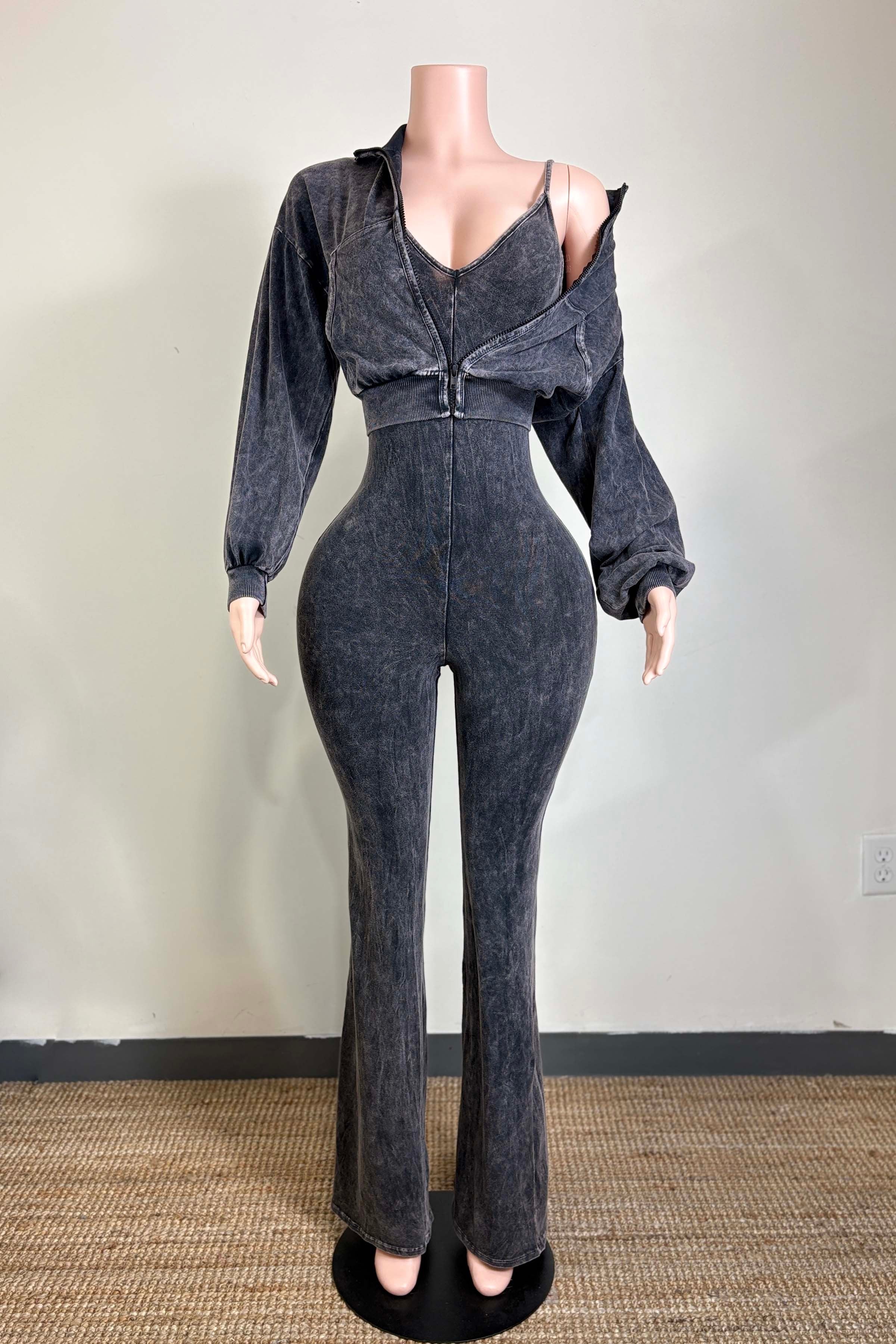 Pilates Trip Jumpsuit Set-Black