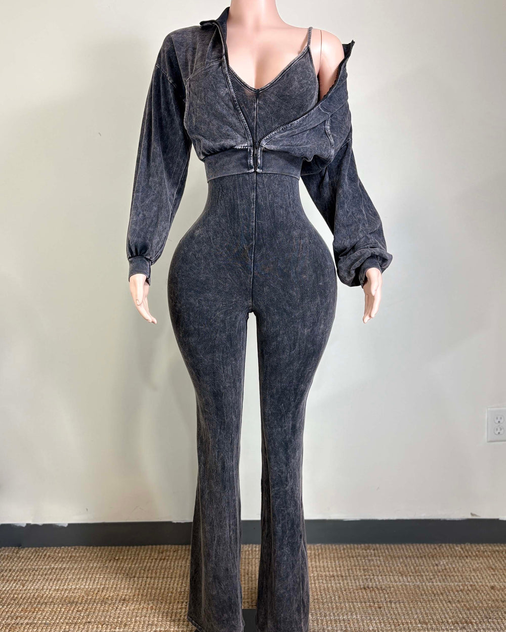 Pilates Trip Jumpsuit Set-Black