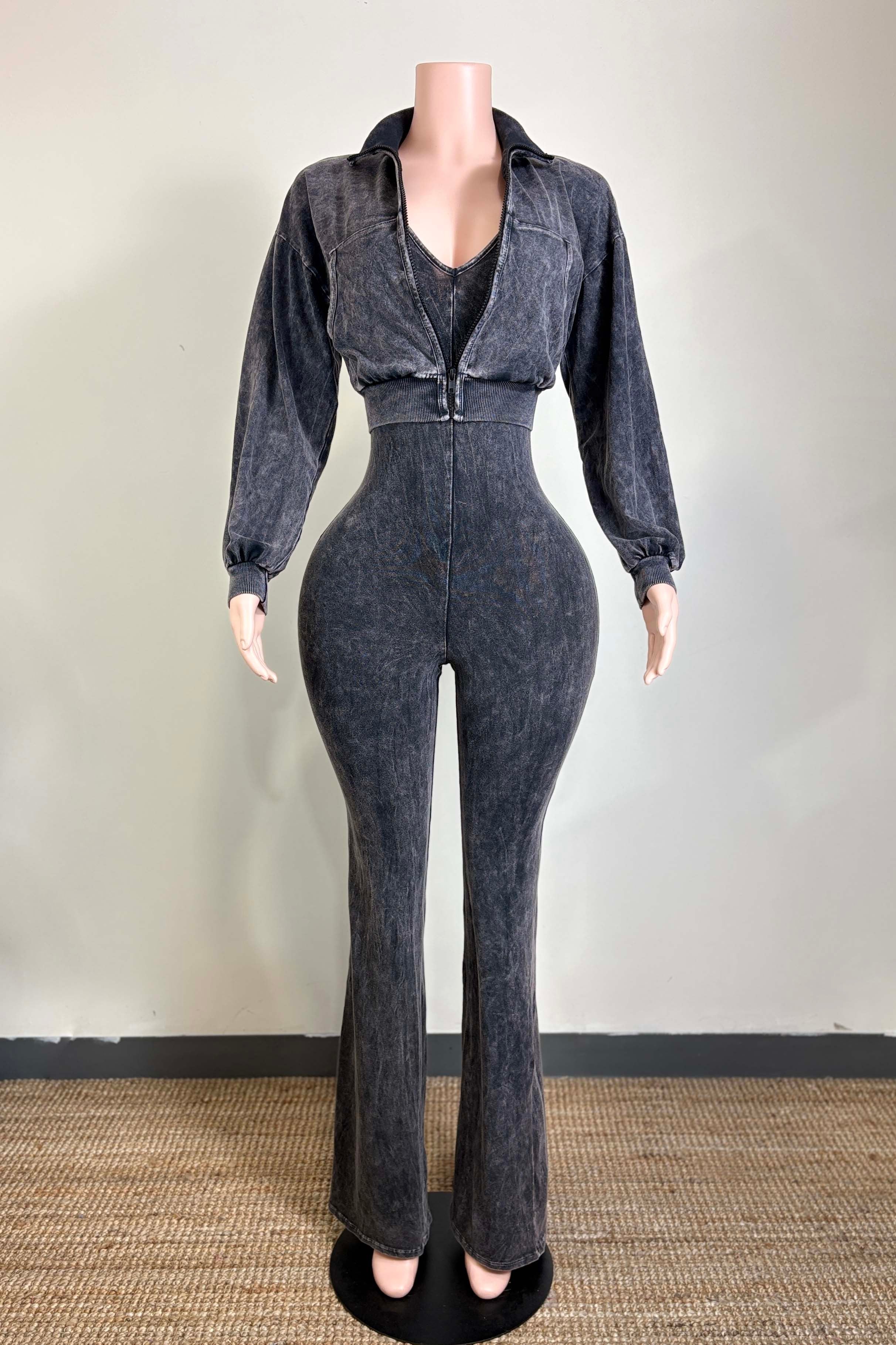 Pilates Trip Jumpsuit Set-Black