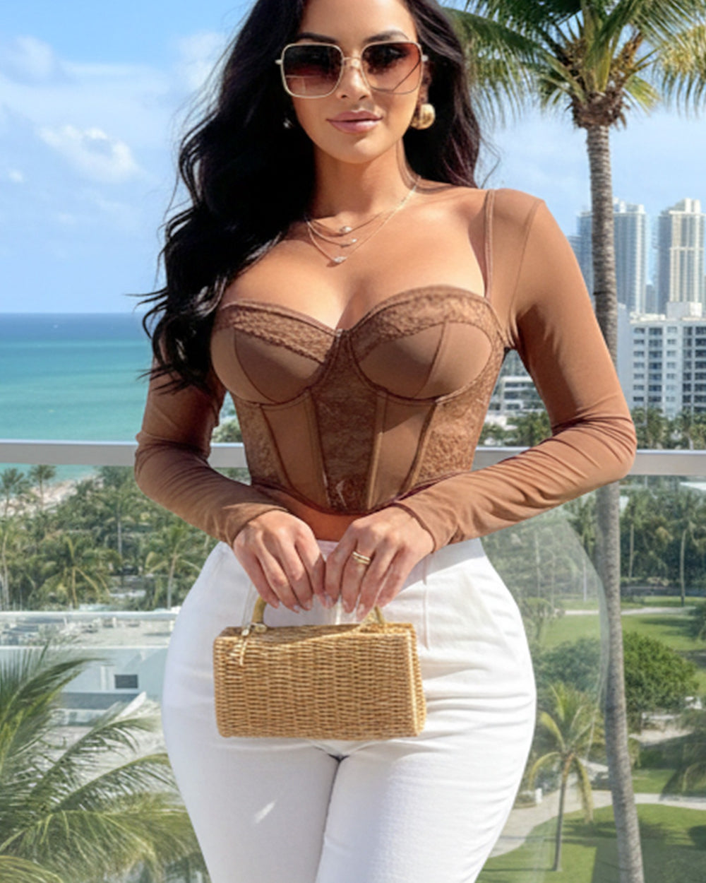 Sweet Touch Corset Top-Brown
