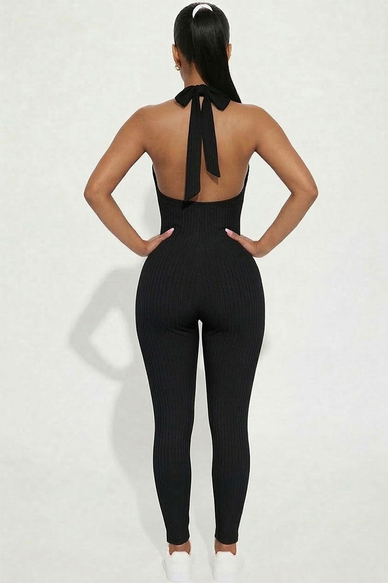 Dolly Halter Jumpsuit-Black