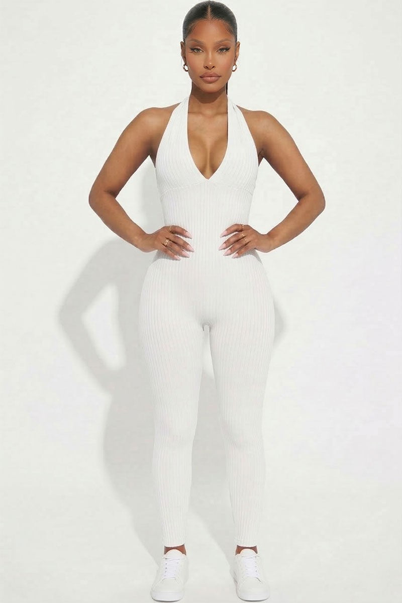 Dolly Halter Jumpsuit-White