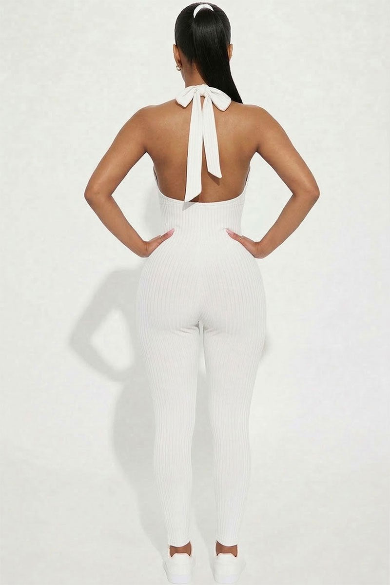 Dolly Halter Jumpsuit-White