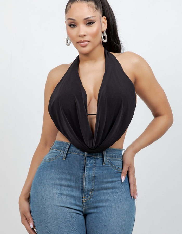 Cabana Crush Halter Top-Black