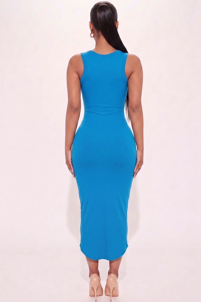 Soft Contour Midi Dress-Berry Blue