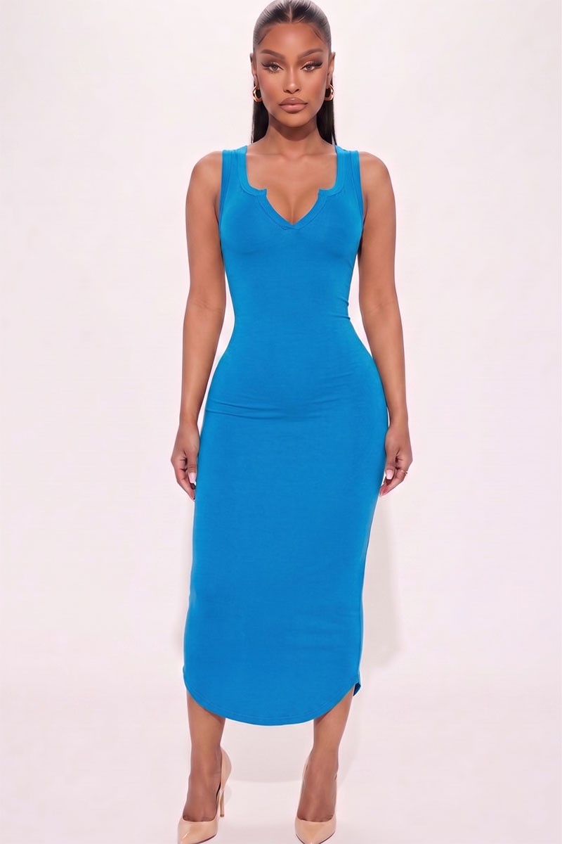 Soft Contour Midi Dress-Berry Blue