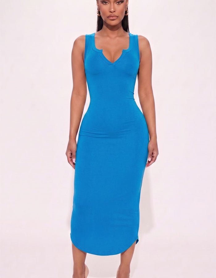 Soft Contour Midi Dress-Berry Blue