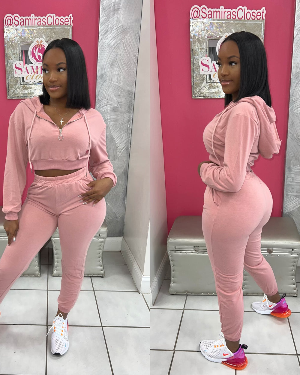 Courtside Hoody Jogger Set-Mauve