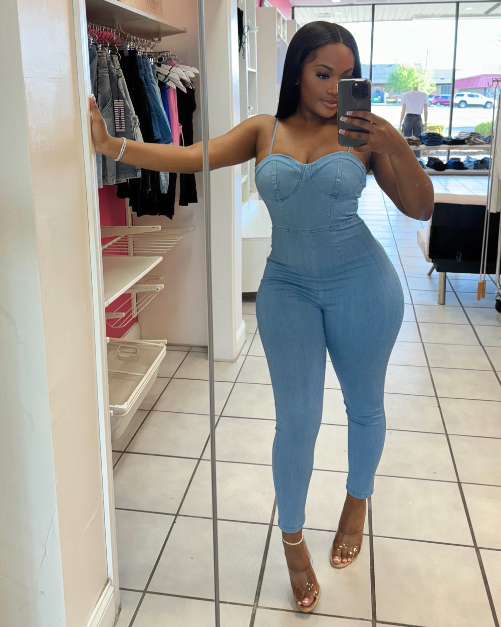 Sweetheart Denim Jumpsuit