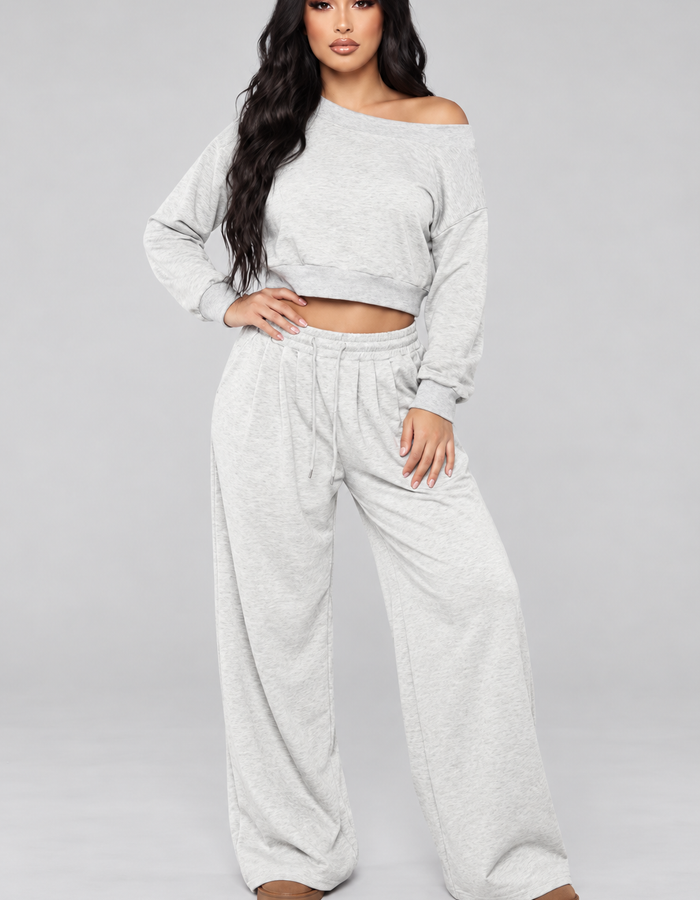 Slouch & Chic Lounge Set-Heather Gray