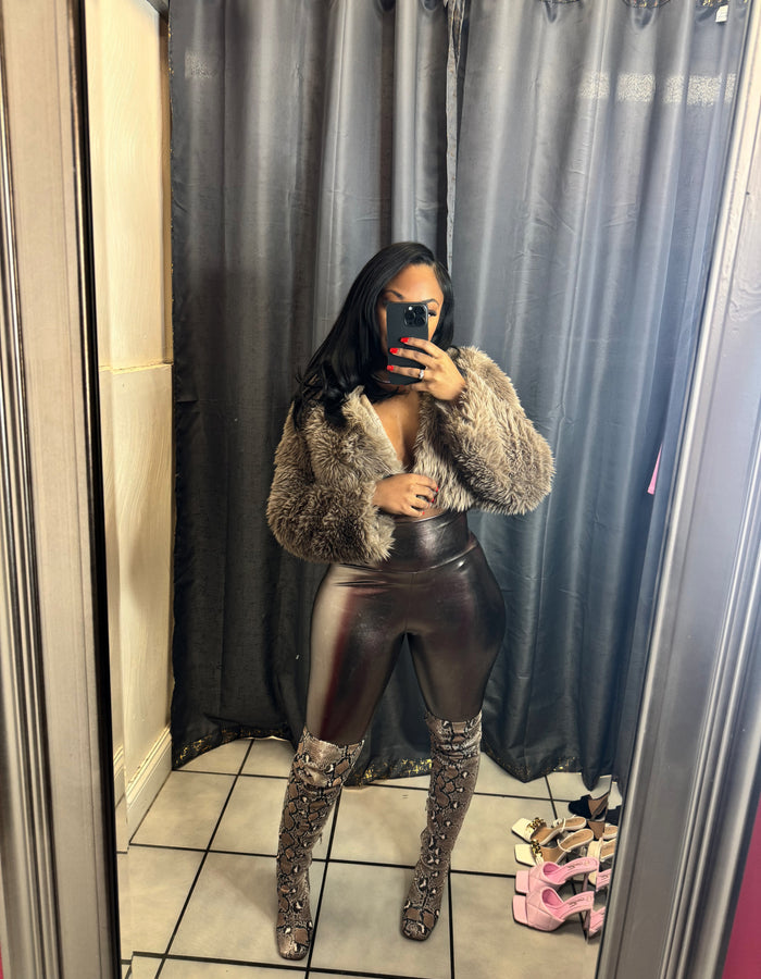 Show Stopper Leather Leggings-Rose Gold
