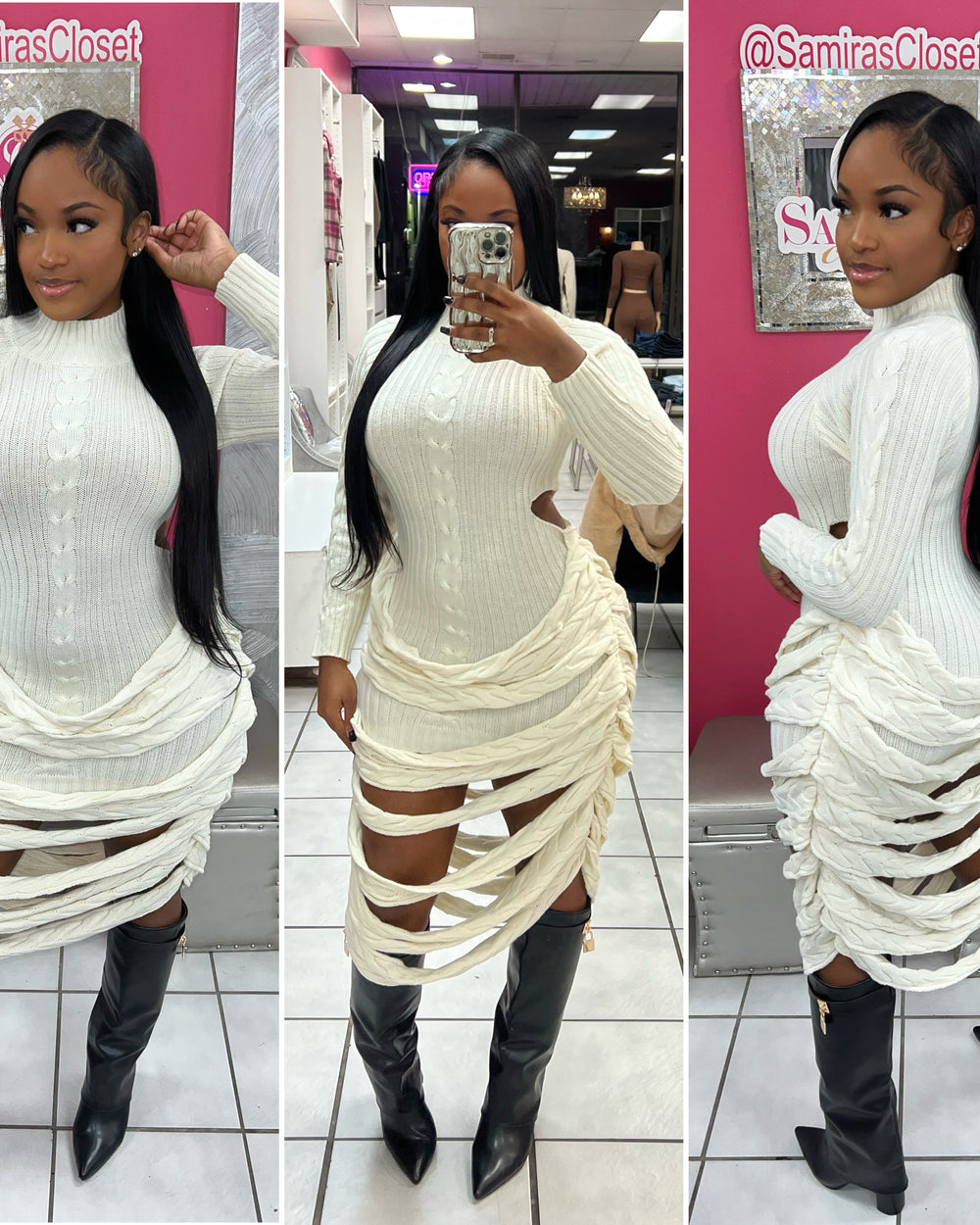 Make The Cut Sweater Dress-Ivory