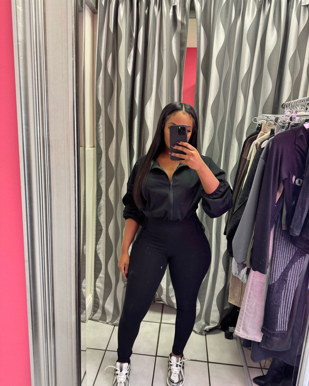 Winter Break Legging Set-Black