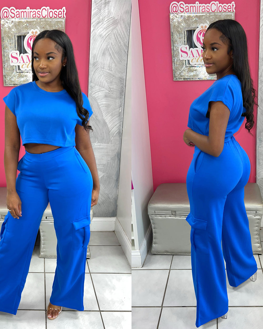 We love Cargo Pant Set-Royal Blue