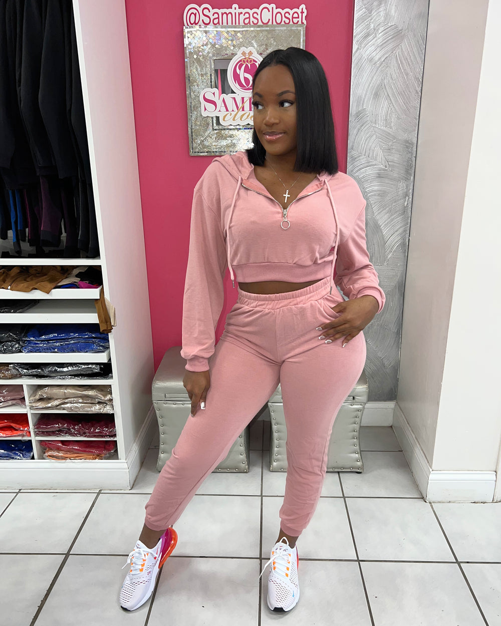 Courtside Hoody Jogger Set-Mauve