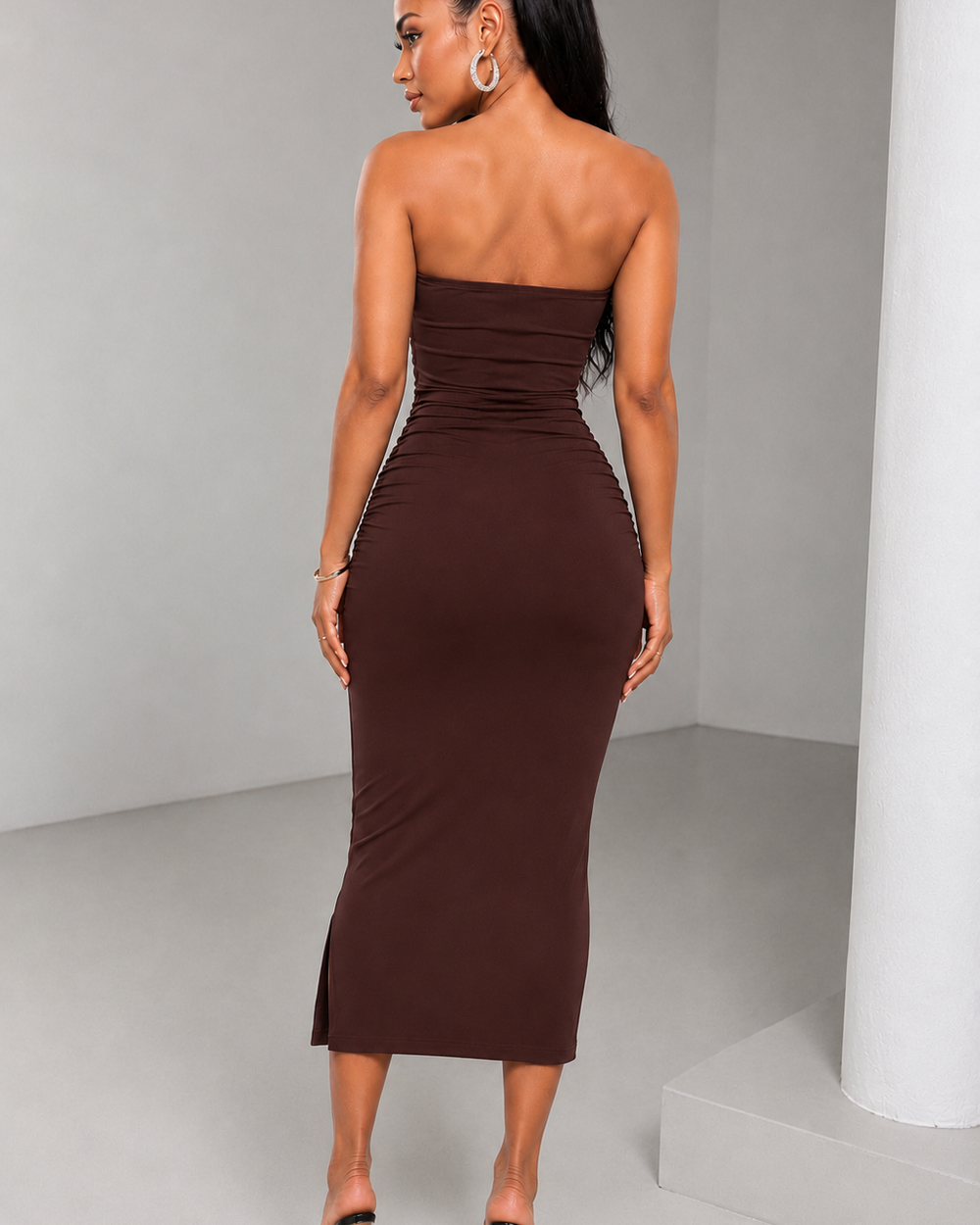 Summer Essential Bodycon Dress-Coffee