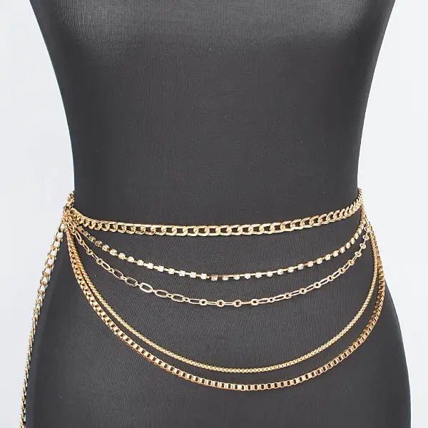 Multi Layered Chain Belt-Gold