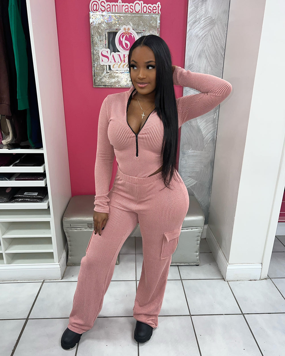 Chill Mami Pants Set-Pink