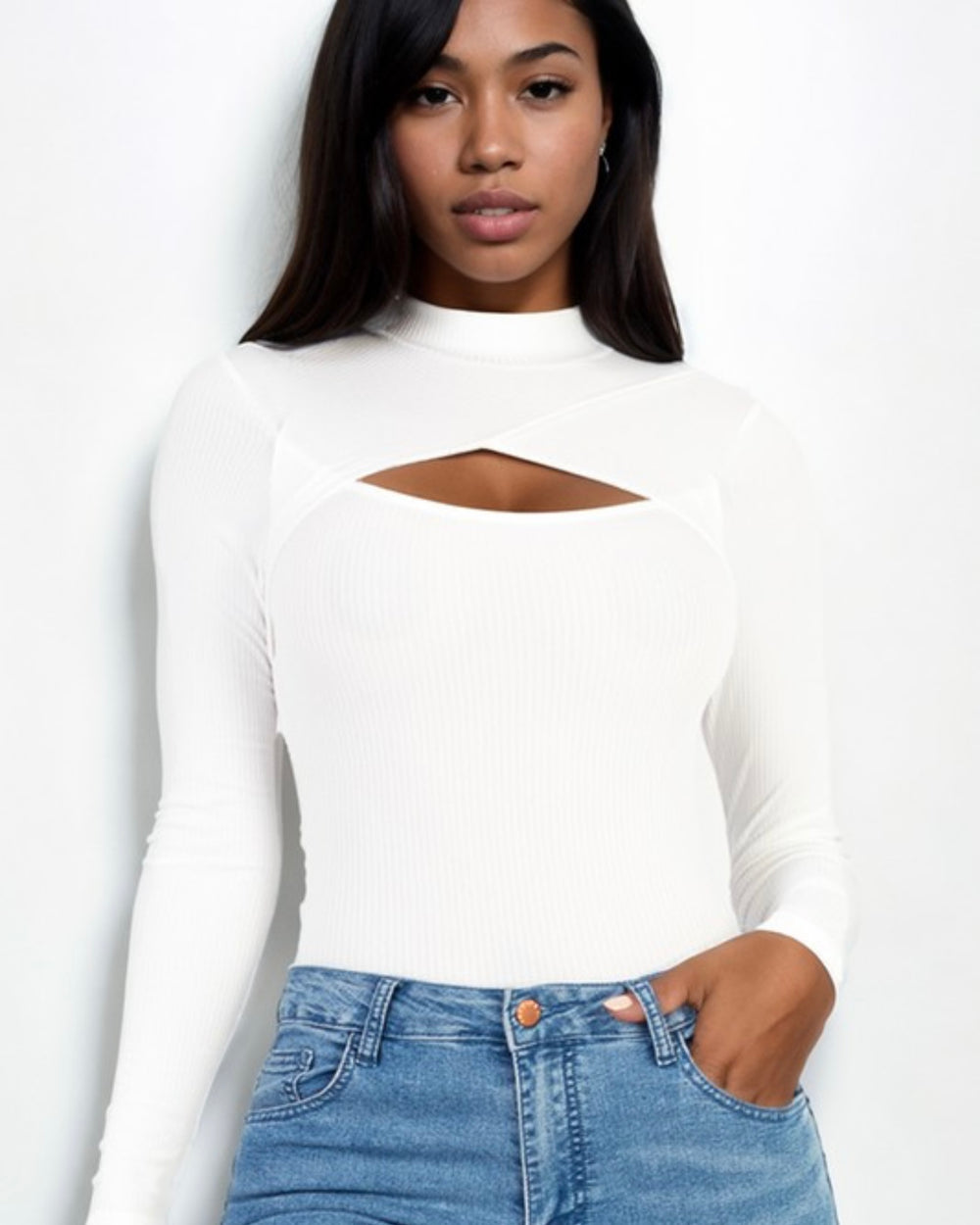 Cut It Out Bodysuit-White