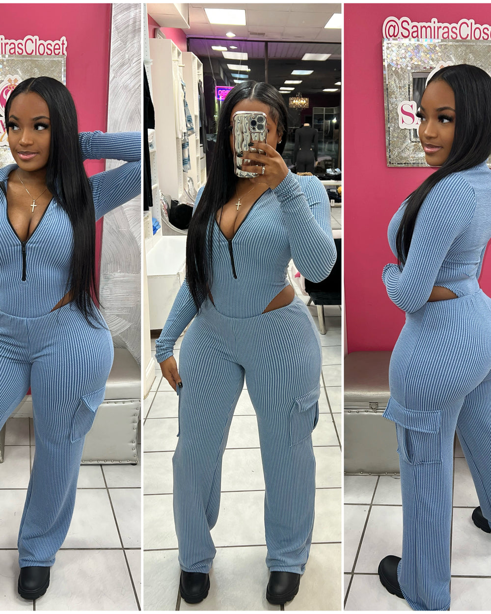Chill Mami Pants Set-Blue