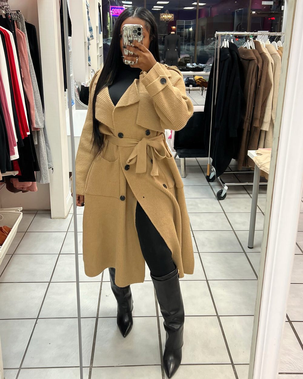 Trench Inspired Sweater Cardigan